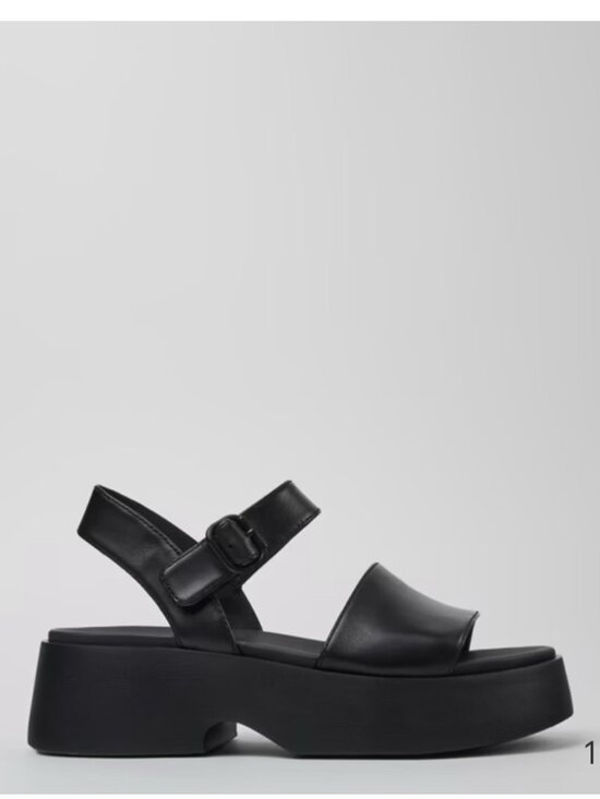 Camper Shoes - Camper Tasha Black Leather Platform Sandals - 36 / 6